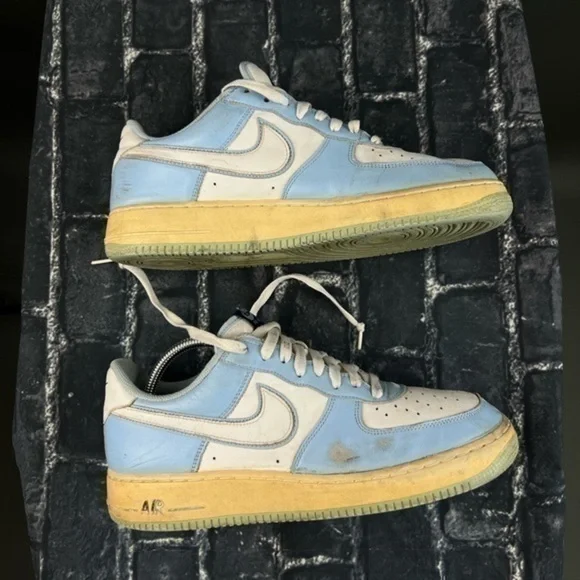 Vintage NIKE Air Force 1 Low Baby Sky Blue & White on Gum & Green - Picture 2 of 15